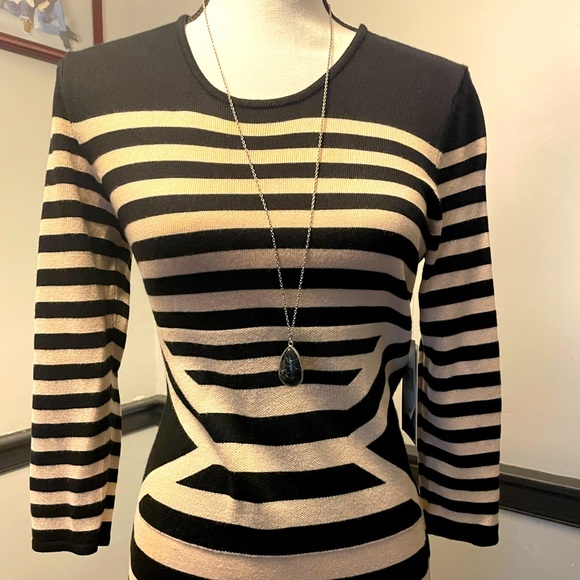 Black Stripe Form Fitting Sweater Dress - Picture 1 of 4